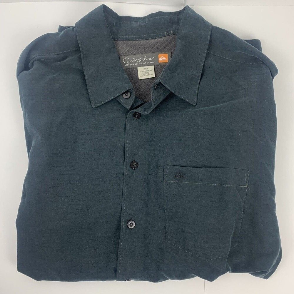 Quiksilver Waterman Collection Short Sleeve Hawaiian Shirt Button Front Medium